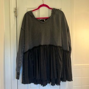 Free People Hooded Peplum Sweater/Sweat shirt Medium